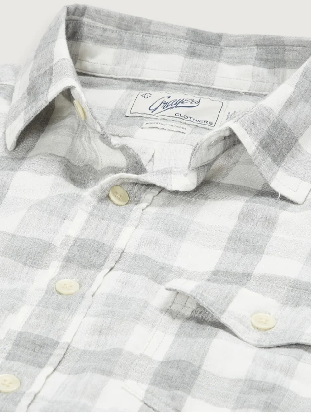 Grayers White and Light Gray Plaid Button-Down Shirt